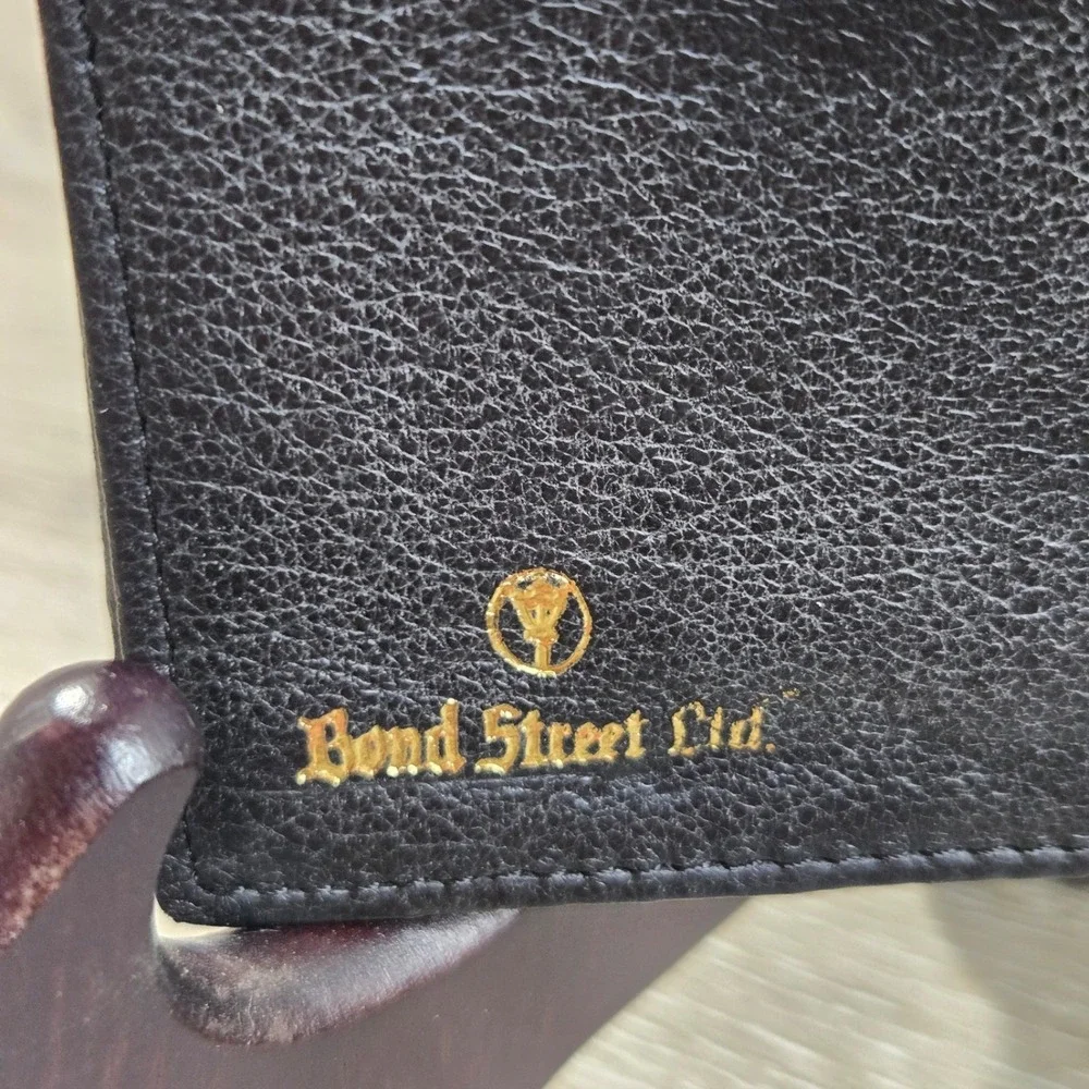 Vintage Bond Street Ltd Men's Genuine Leather Slim Bifold ID Wallet Black Italy